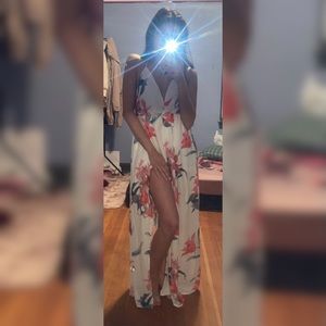 Floral maxi dress with slit